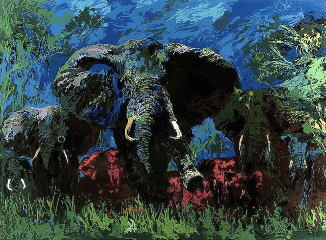Leroy Neiman Ltd Ed Serigraph, "Elephant Stampede" (1 of 4)