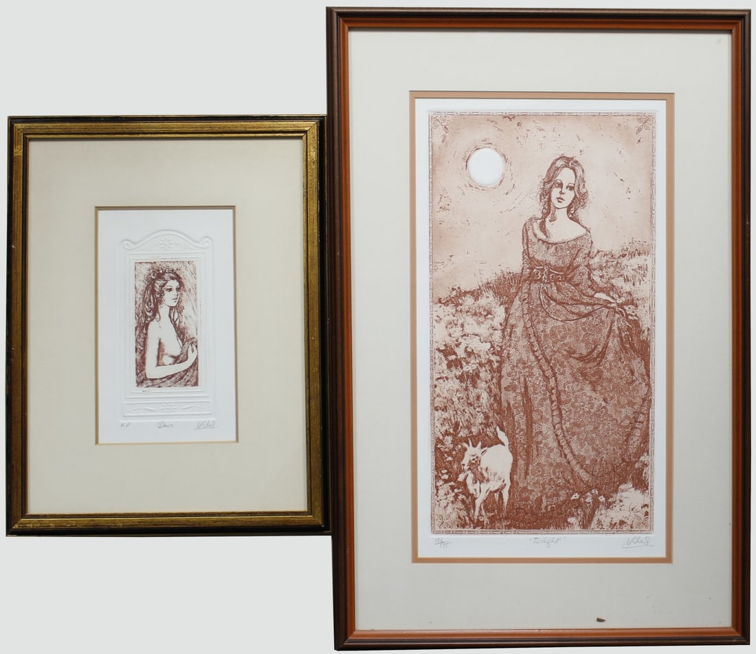 (2) Framed Etchings by Mary Vickers (1 of 9)