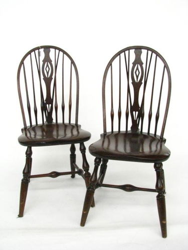 856 Set Of Four Fiddle Back Windsor Chairs
