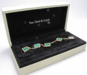 18K Van Cleef & Arpels Alhambra Malachite Bracelet