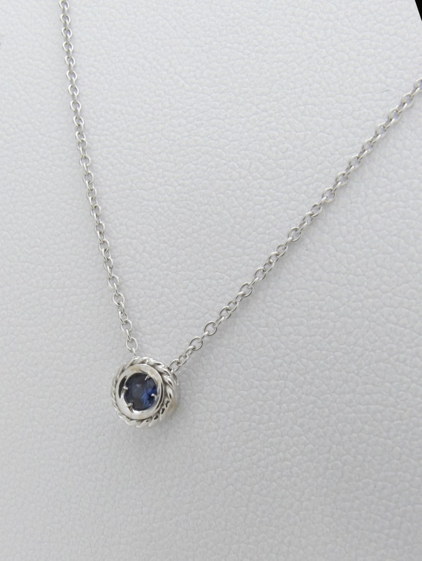 14K White Gold Gemstone Pendant, Chain (1 of 2)