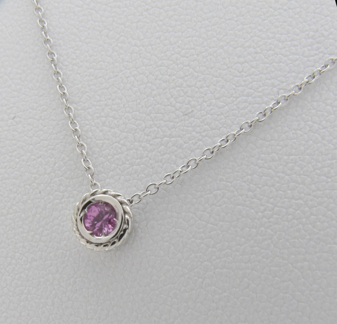 14K White Gold Gemstone Pendant, Chain (1 of 2)