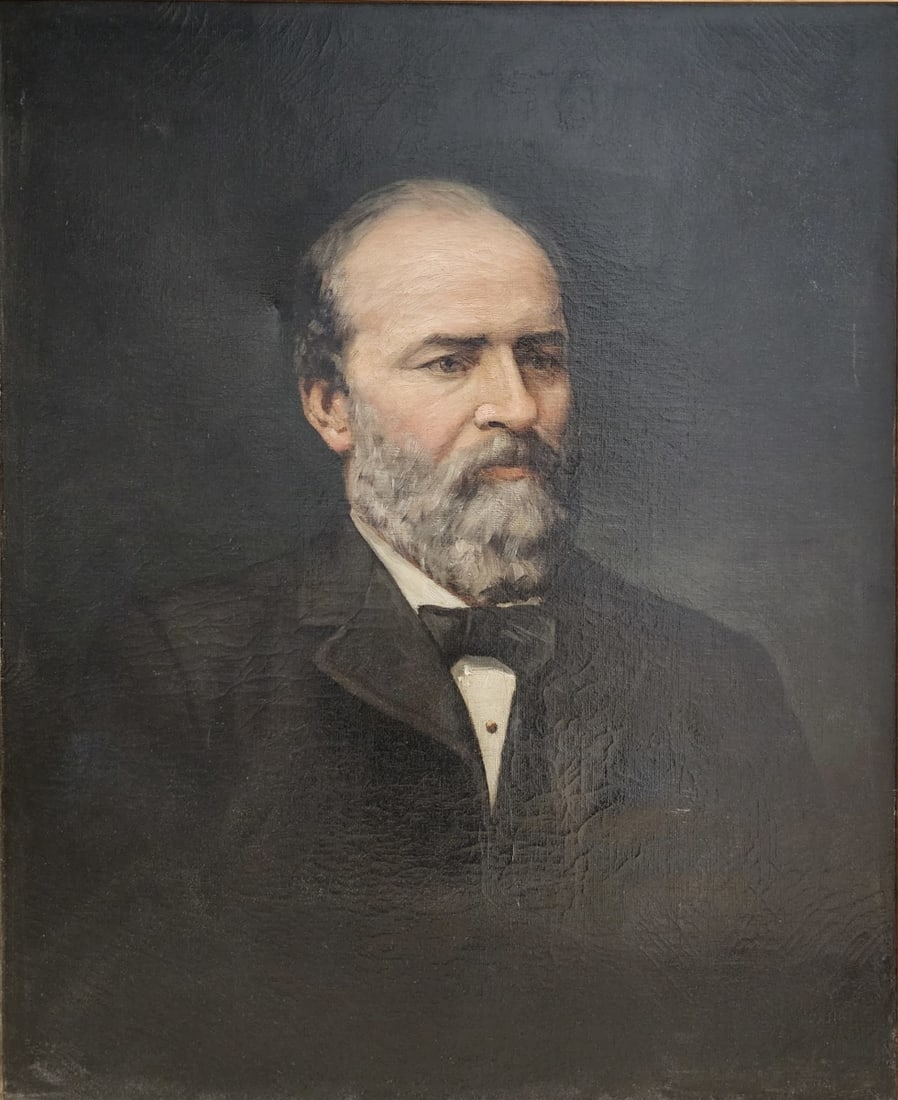 Unsigned Antique 32x26 O/C Portrait, Pres James Garfield (1 of 4)
