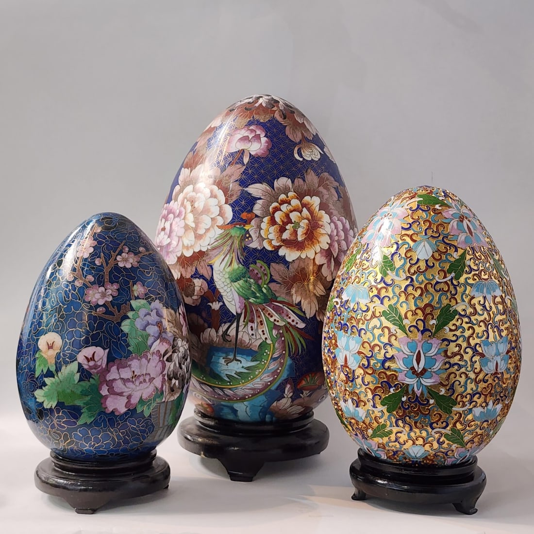 Three Cloisonne Large Eggs (1 of 2)