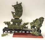 Two Pieces of Spinach Jade, Dragon Boat, Horse