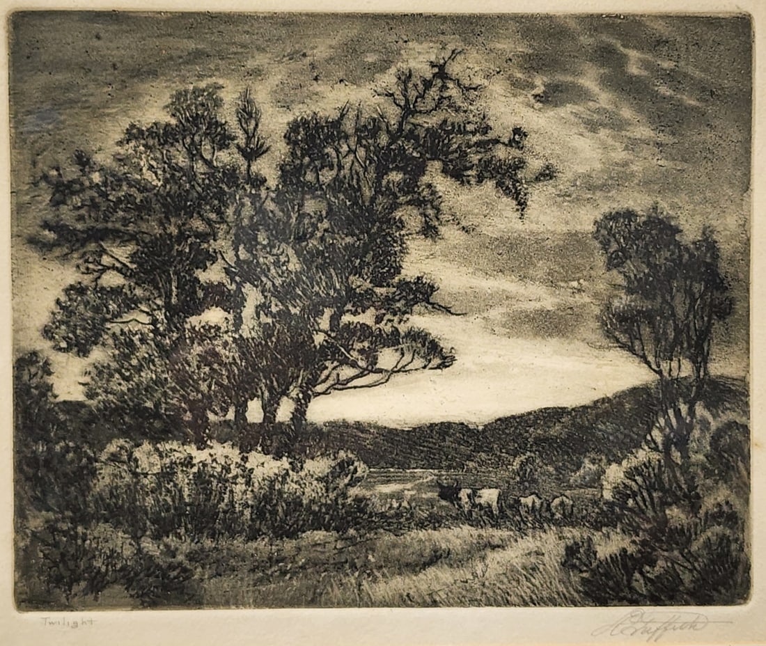 Louis Oscar Griffith Etching, "Twilight" (1 of 6)