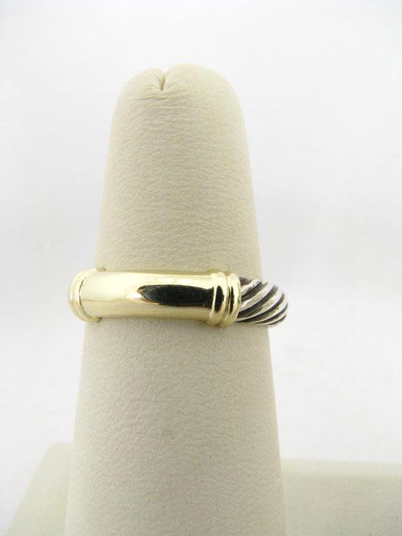 David Yurman Sterling, 18K Yellow Gold Lady's Ring: David Yurman sterling and 18K yellow gold lady's stack ring, size 8