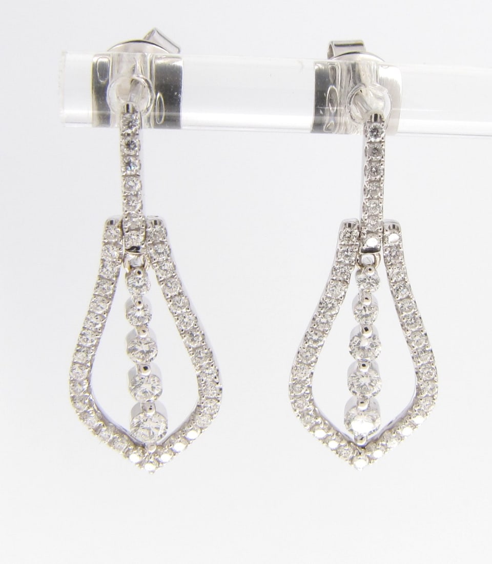 18K White Gold Diamond Door Knocker Style Earrings (1 of 2)