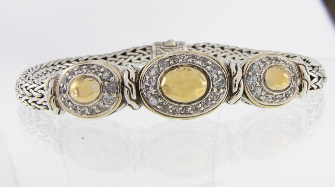 John Hardy 18K, Sterling, White Sapphire Bracelet (1 of 1)