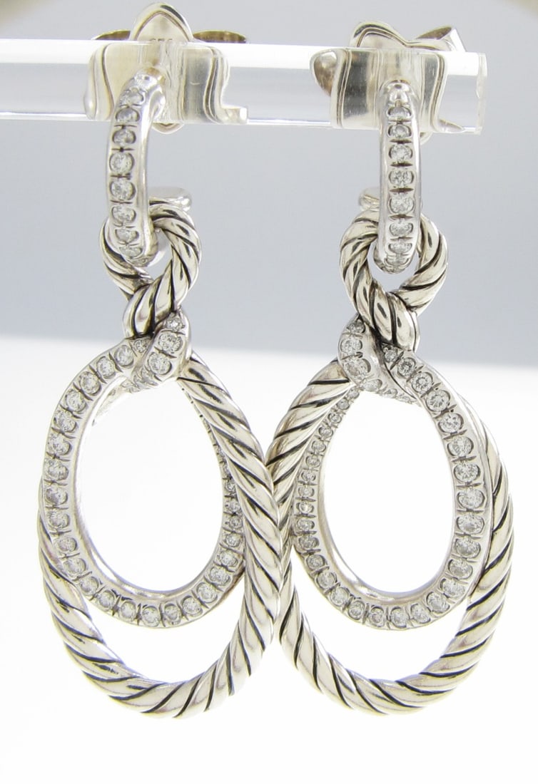 David Yurman Sterling Diamond Continuance Earrings (1 of 1)