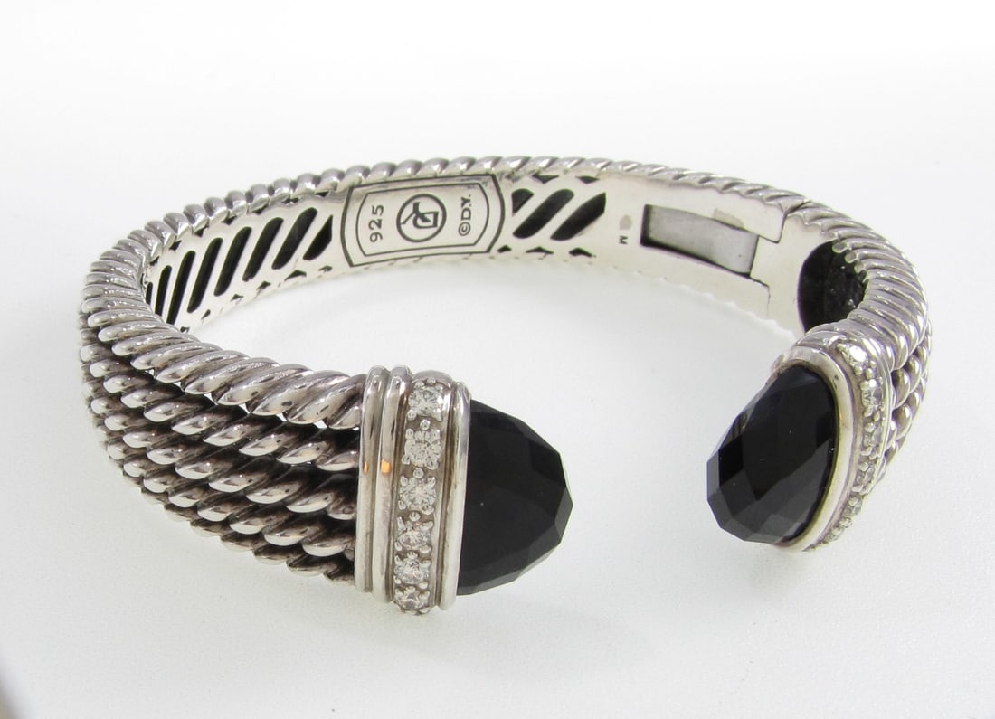 David Yurman Onyx, Diamond 5-Row Cable Bracelet (1 of 2)