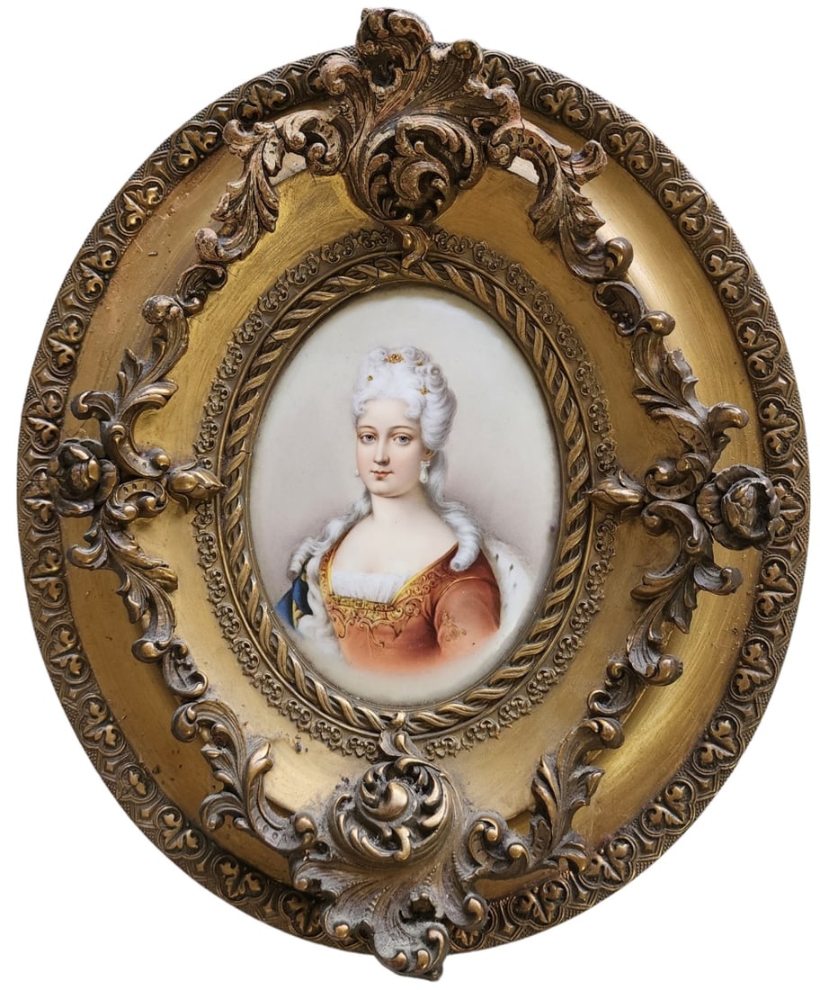Framed KPM Porcelain Plaque, Duchess D'Orleans (1 of 6)