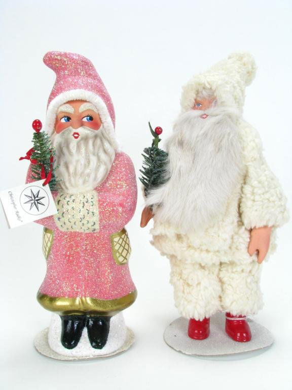 Christopher Radko Papier Mache Candy Containers: Two Christopher Radko Papier Mache Candy Containers, 11" and 11.5" high