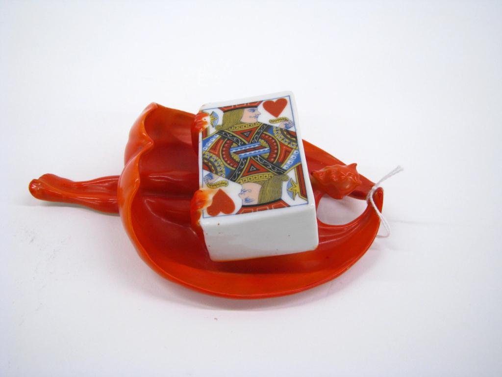 Royal Bayreuth Devil & Cards Match Holder: Royal Bayreuth Devil & Cards Match Holder, 6" high