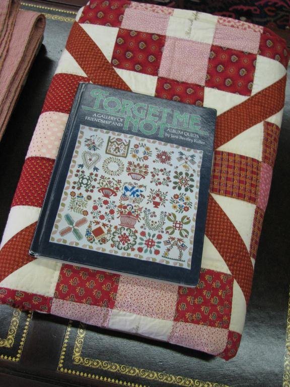 Friendship Quilt, Signed, Applique: Friendship Quilt with applique borders, signatures from the Hopewell, New Jersey area, circa 1850, 78" x 81", as pictured in "Forget Me Knot" by Jane Bentley Kolter (book included), some stains on qui