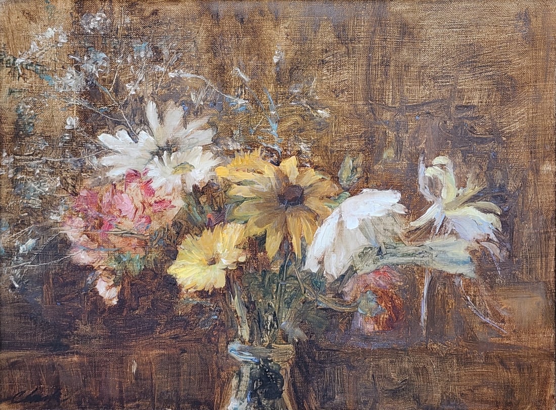Henry Thomas Clark 12x16 O/C Floral Still Life: Henry Thomas Clark (American, 1929-2000) 12x16 , O/C , signed lower left , Floral Still Life as framed: 16x20 Born in 1929 in Memphis, Tennessee, Henry Thomas Clark began his artistic career as a rest
