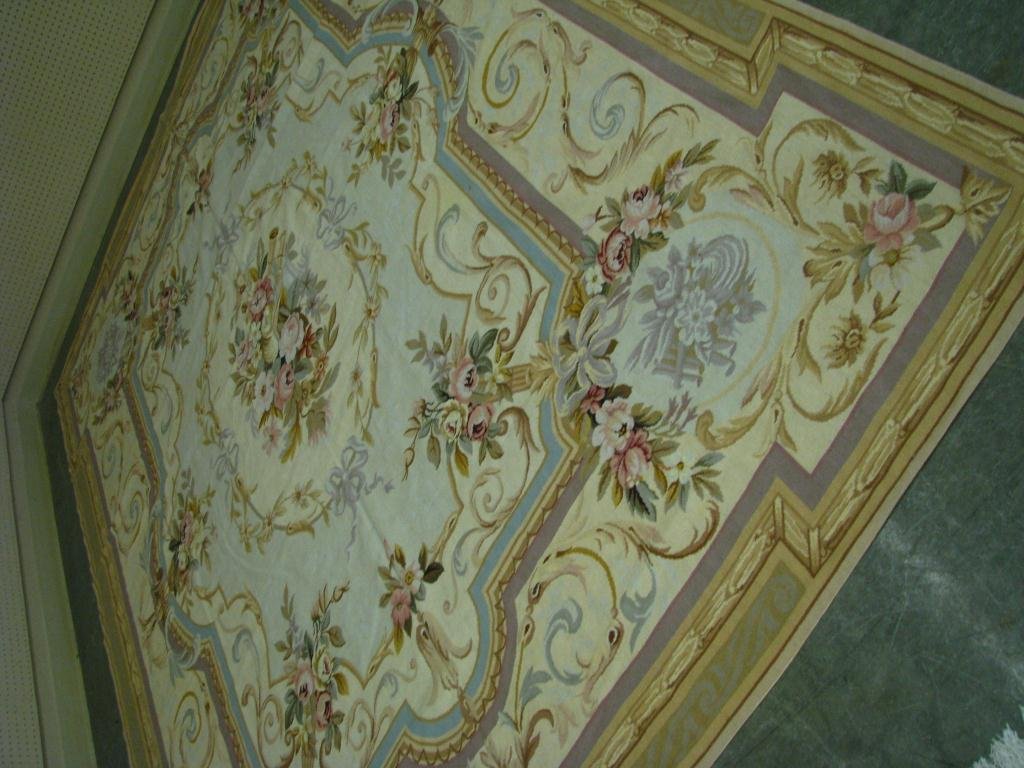 Needlepoint Aubusson 9 x 12 Rug: 9' x 12' Needlepoint Aubusson rug, wool, with traditional Aubusson design