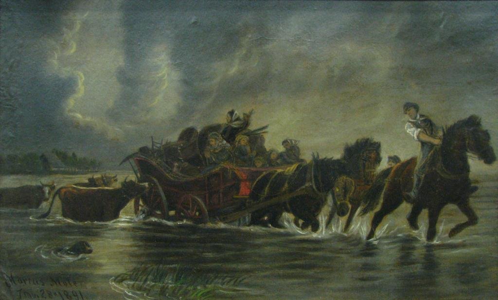 Framed Antique Print Signed Marcus Mote: Framed Antique Print Signed Marcus Mote, after the original "Rescue" by George B. Goddard, nineteenth century British