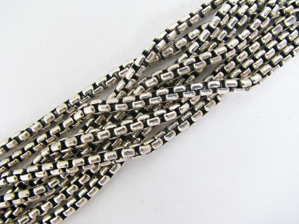 David Yurman Sterling Multi-Strand Bracelet: A David Yurman Sterling Eight Row Box Chain Bracelet, 7.25" long