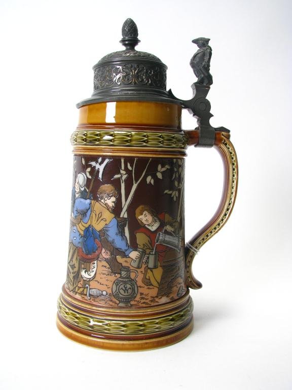 .5L Mettlach Stein, #15/27: .5 L Mettlach Stein, #15/27, in very good condition, original pewter lid