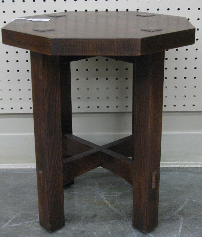 Stickley Furniture Small Tabouret Table: Stickley Furniture Small Tabouret Table, oak, DIMENSIONS: H17 W15 D15, style 89-558.