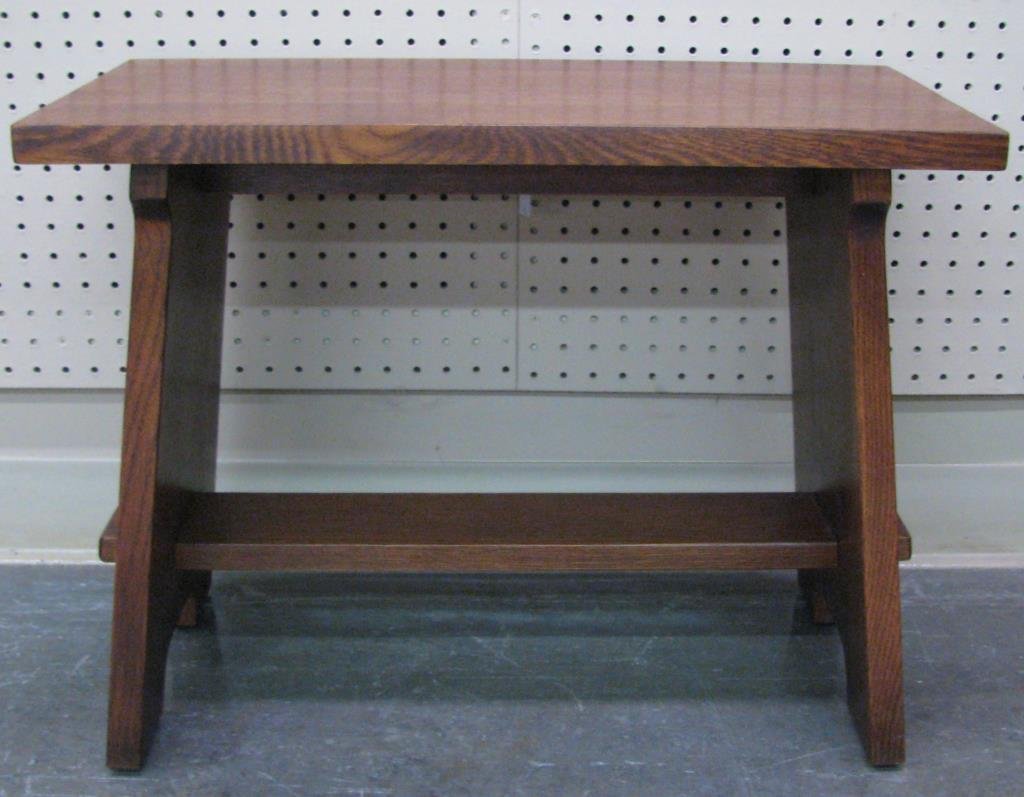 Gustave Stickley Fireside Stool: Gustave Stickley Fireside Stool, 17" high, 24" wide, 13" deep, style #89-294.