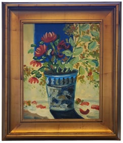 Unsigned 20x16 O/C Flowers in Vase