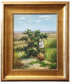 Unsigned 20x16 O/C Woman in Landscape
