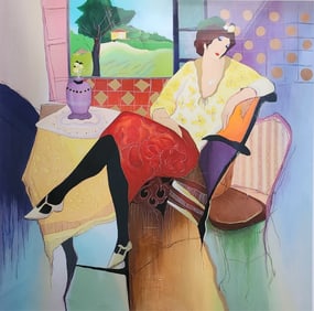 Itzchak Tarkay Serigraph, "Waiting for Love"