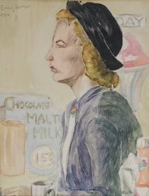 Emily Jackson Darnaby 9.5x7.5 WC Woman at Malt Sho
