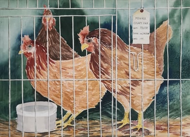 Ellen Baker 10.5x14.5 WC Prize Roosters