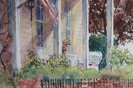 Unsigned 13.5x20.5 WC American Front Porch