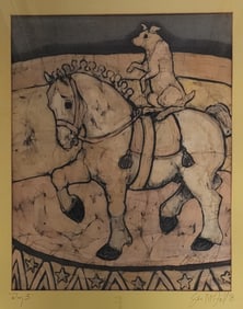 Sue McFall Framed Batik, "Ring 3"