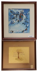 Two Unsigned Decorative Watercolor