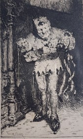 William Merritt Chase Etching, "The Jester"