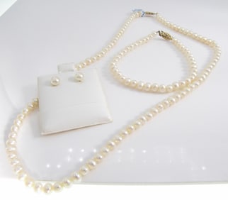 Jacmel Pearl Necklace, Bracelet, Studs, 10K