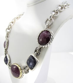 David Yurman 18K/Sterling Multi-Stone Necklace