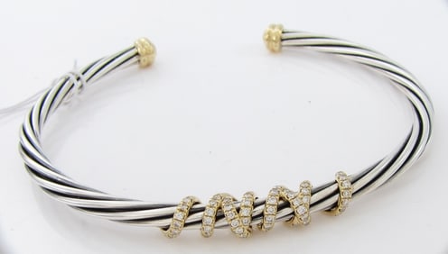 David Yurman 18K/Sterling Helena Bracelet, Diamond