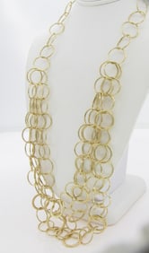 14K Yellow Gold Fashion Layered Wire Necklace