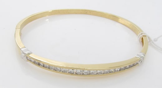 14K Yellow Gold Diamond Bangle Bracelet