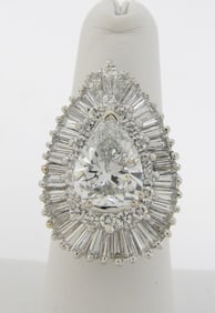 Vintage Platinum Diamond Ballerina Style Ring 6CT+