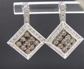 Pair of 14K White Gold Diamond Drop Earrings