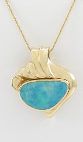 14K Yellow Gold Boulder Opal Necklace