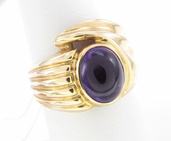 14K Yellow Gold Amethyst Ring