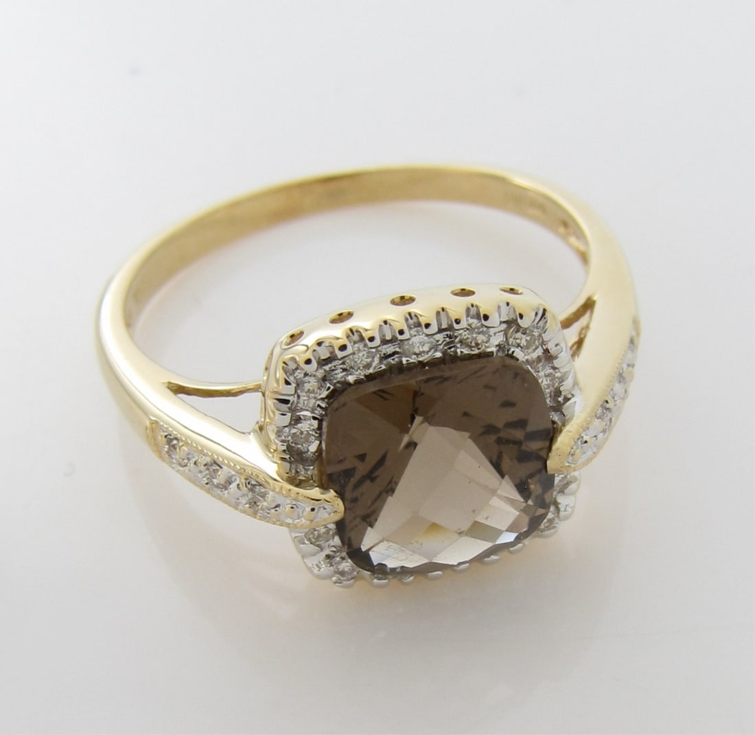 14K Smoky Topaz, Diamond Ring (1 of 2)