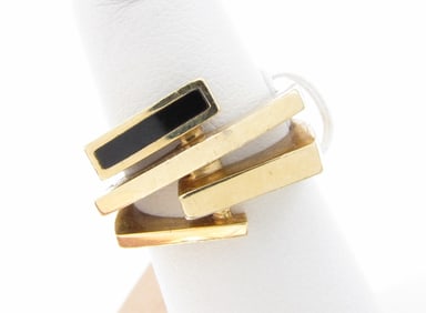 14K Yellow Gold Enamel Ring