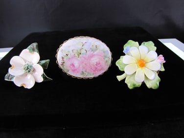 Three Brooches: Porcelain and Bone China