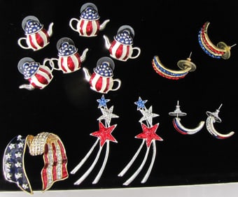 Large Group of Patriotic Jewelry