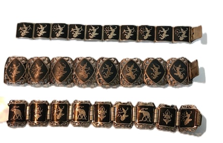 (3) Siam Sterling Silver Link Bracelets