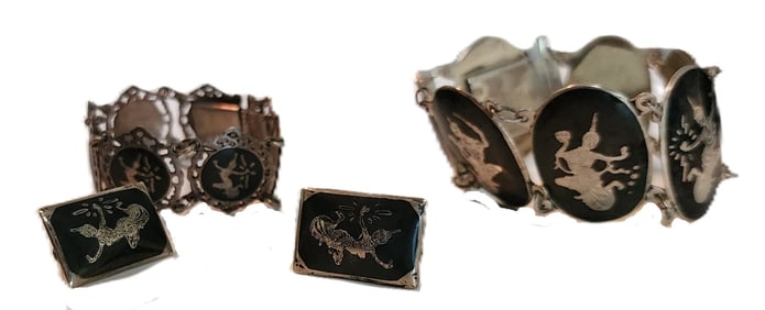 Group of Sterling Silver Siam Jewelry